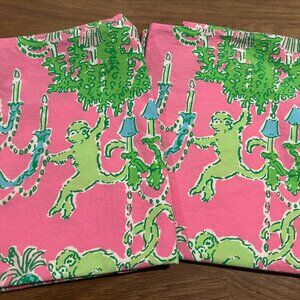 LILLY PULITZER for Garnet Hill "Monkey Trouble" Standard Pillowcases SET OF 2